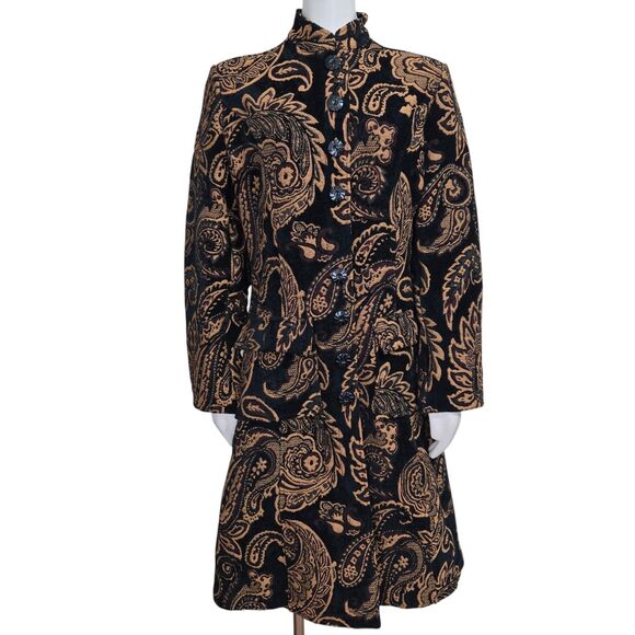 Flashback Long Length Paisley Tapestry Button Up Jacket Womens Sz M Brocade Vtg - Picture 1 of 11